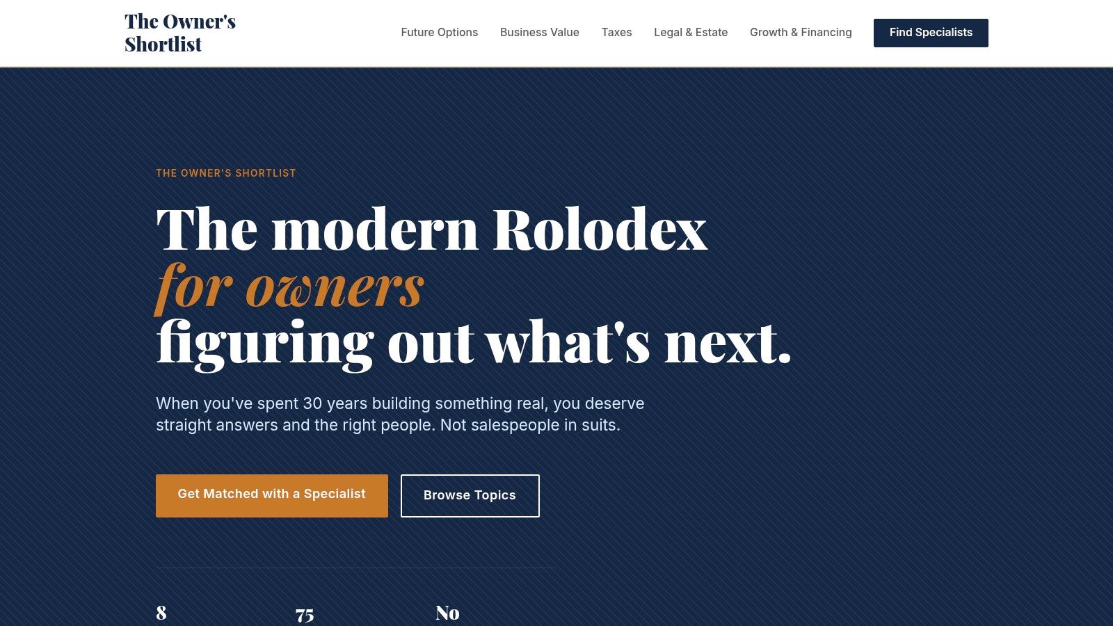 Screenshot from https://theownersshortlist.com